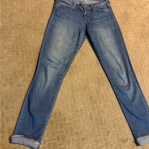 Flying Monkey Jeans Women 27 Blue Skinny Leg Denim Stretch Raw Distressed Hem